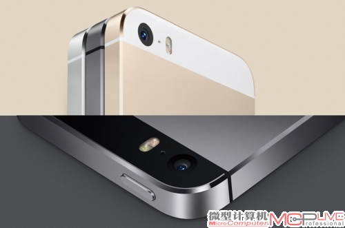 iPhone 5s依然保留有一枚800万像素iSight 摄像头，不过单个像素点尺寸已经由原来的1.4um增加到了1.5um，光圈由F2.4升级为F2.2。此外显眼的就是闪光灯的改变，True Tone闪光灯由一个白色LED和一个黄色LED闪光灯组成，可通过精确计算调节闪光灯强度和色温营造理想的拍摄照明效果。